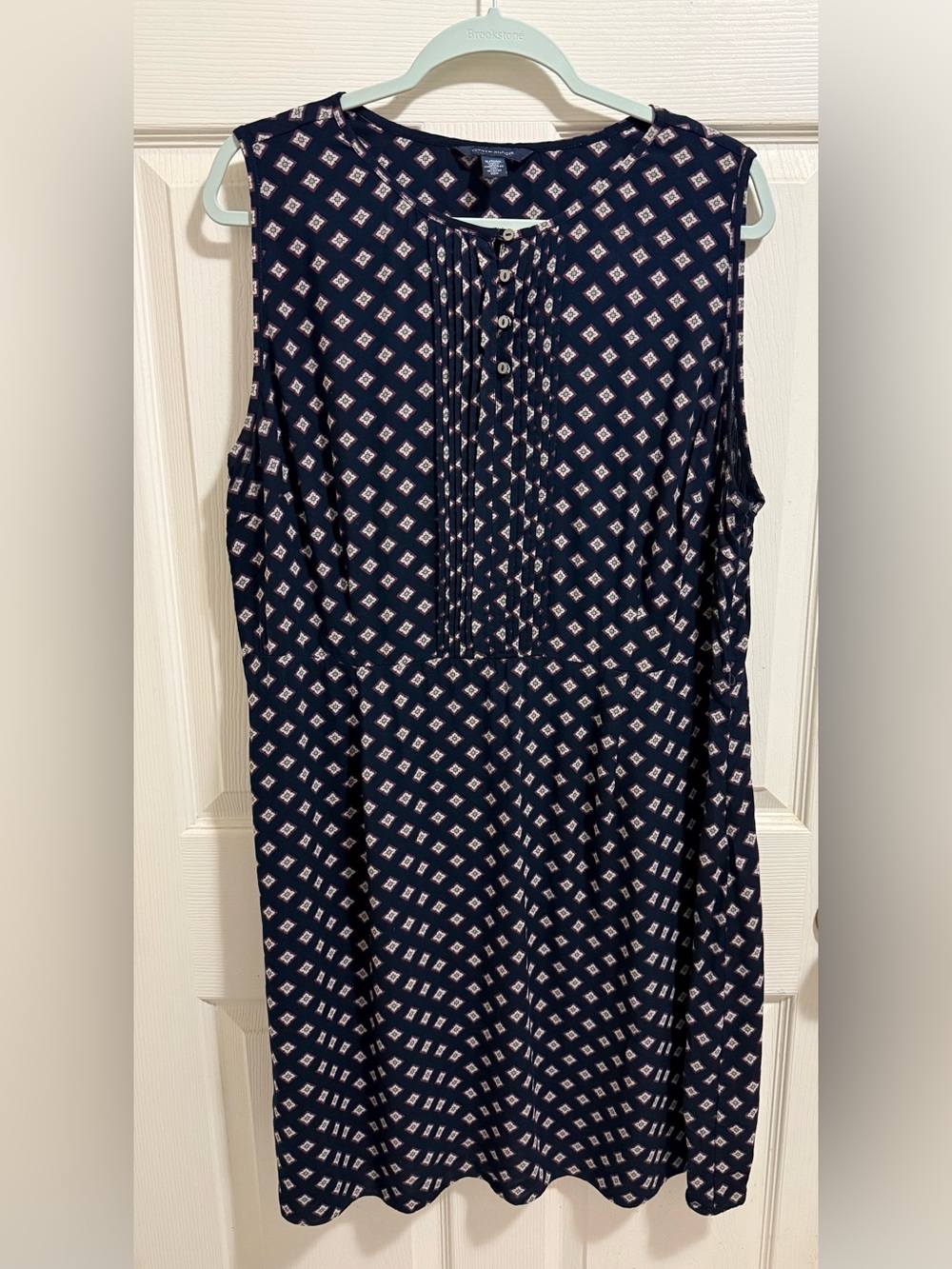 Tommy Hilfiger Navy Sleeveless Geometric Midi Dress
